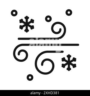 Schneeblasen Symbol Vektorsymbol oder Zeichensatz Kollektion in Schwarz-weiß-Umrandung Stock Vektor