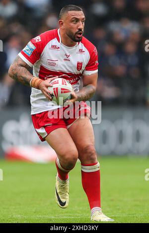 Rumpf, Großbritannien. Juli 2024. Elliot Minchella von Hull KR im Einsatz während des Spiels Hull FC gegen Hull KR in der Betfred Super League Runde 17 im MKM Stadium, Hull, Vereinigtes Königreich, 13. Juli 2024 (Foto: Gareth Evans/News Images) in Hull, Vereinigtes Königreich am 13. Juli 2024. (Foto: Gareth Evans/News Images/SIPA USA) Credit: SIPA USA/Alamy Live News Stockfoto