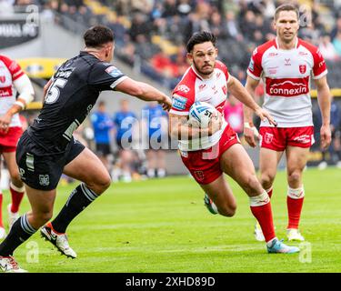 Rumpf, Großbritannien. Juli 2024. Betfred Super League, Runde 17: Hull FC gegen Hull Kingston Rovers (KR). Niall Evalds von Hull Kr geht auf die Try Line. Credit Paul Whitehurst/PBW Media/Alamy Live News Stockfoto