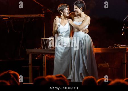 Anna Ferrer und Clara Fiol Konzert, Consolation, Sant Joan, La Lluna en Vers, Mallorca, Balearen, Spanien. Stockfoto