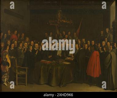 Ratifizierung des Friedens von Münster zwischen Spanien und der Niederländischen Republik im Rathaus von Münster vom 15. Mai 1648 Stockfoto