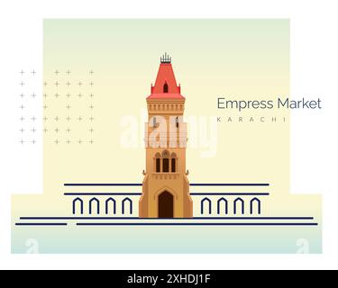 Empress Market – Saddar Town of Karachi, Pakistan – Stock Illustration als EPS 10 Datei Stock Vektor