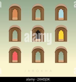 Jharokha – Window Elements – Stock Illustration als EPS 10-Datei Stock Vektor