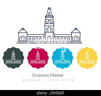 Empress Market – Saddar Town of Karachi, Pakistan – Stock Illustration als EPS 10 Datei Stock Vektor