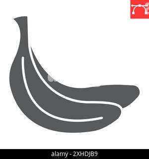 Bananenglyphe Symbol, frisch und Obst, Bananenvektor Symbol, Vektorgrafiken, bearbeitbare Kontur Solid Zeichen, eps 10 Stock Vektor