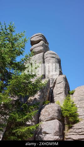 Felsformationen in Karkonosze (Riesengebirge), Polen. Stockfoto