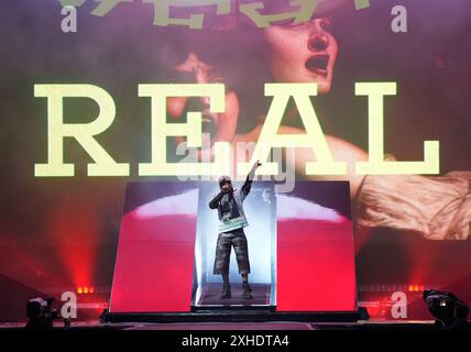 21 Savage tritt auf der Hauptbühne beim Wireless Festival im Finsbury Park in London auf. Bilddatum: Samstag, 13. Juli 2024. Stockfoto