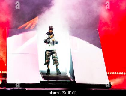 London, Vereinigtes Königreich. Juli 2024. 21 Savage beendet den zweiten Tag des Wireless Festivals auf der Main Stage. Cristina Massei/Alamy Live News Stockfoto