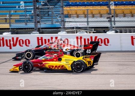 Newton, Ia, USA. Juli 2024. ALEX PALOU (10) aus Barcelona trainiert für die Hy-Vee Homefront 250 auf dem Iowa Speedway in Newton, IA. (Kreditbild: © Walter G. Arce Sr./ASP via ZUMA Press Wire) NUR REDAKTIONELLE VERWENDUNG! Nicht für kommerzielle ZWECKE! Stockfoto