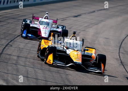 Newton, Ia, USA. Juli 2024. ALEXANDER ROSSI (7) aus Nevada City, Kalifornien, trainiert für den Hy-Vee Homefront 250 auf dem Iowa Speedway in Newton, IA. (Kreditbild: © Walter G. Arce Sr./ASP via ZUMA Press Wire) NUR REDAKTIONELLE VERWENDUNG! Nicht für kommerzielle ZWECKE! Stockfoto