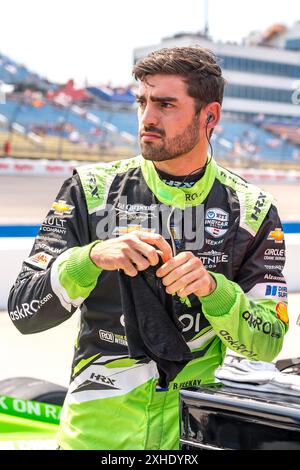 Newton, Ia, USA. Juli 2024. RINUS VEEKAY (21) aus Hoofddorp (Niederlande) bereitet sich auf die Qualifikation für den Hy-Vee Homefront 250 auf dem Iowa Speedway in Newton, IA vor. (Kreditbild: © Walter G. Arce Sr./ASP via ZUMA Press Wire) NUR REDAKTIONELLE VERWENDUNG! Nicht für kommerzielle ZWECKE! Stockfoto