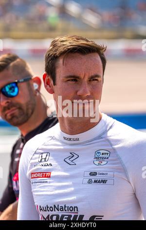 Newton, Ia, USA. Juli 2024. KYLE KIRKWOOD (27) aus Jupiter, Florida, bereitet sich auf die Qualifikation für den Hy-Vee Homefront 250 auf dem Iowa Speedway in Newton, IA vor. (Kreditbild: © Walter G. Arce Sr./ASP via ZUMA Press Wire) NUR REDAKTIONELLE VERWENDUNG! Nicht für kommerzielle ZWECKE! Stockfoto