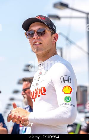 Newton, Ia, USA. Juli 2024. CHRISTIAN LUNGAARD (45) aus Hedensted, Dänemark, bereitet sich auf die Qualifikation für die Hy-Vee Homefront 250 auf dem Iowa Speedway in Newton, IA vor. (Kreditbild: © Walter G. Arce Sr./ASP via ZUMA Press Wire) NUR REDAKTIONELLE VERWENDUNG! Nicht für kommerzielle ZWECKE! Stockfoto