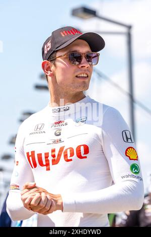 Newton, Ia, USA. Juli 2024. CHRISTIAN LUNGAARD (45) aus Hedensted, Dänemark, bereitet sich auf die Qualifikation für die Hy-Vee Homefront 250 auf dem Iowa Speedway in Newton, IA vor. (Kreditbild: © Walter G. Arce Sr./ASP via ZUMA Press Wire) NUR REDAKTIONELLE VERWENDUNG! Nicht für kommerzielle ZWECKE! Stockfoto