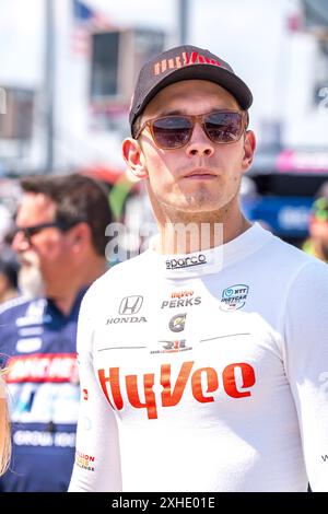 Newton, Ia, USA. Juli 2024. CHRISTIAN LUNGAARD (45) aus Hedensted, Dänemark, bereitet sich auf die Qualifikation für die Hy-Vee Homefront 250 auf dem Iowa Speedway in Newton, IA vor. (Kreditbild: © Walter G. Arce Sr./ASP via ZUMA Press Wire) NUR REDAKTIONELLE VERWENDUNG! Nicht für kommerzielle ZWECKE! Stockfoto