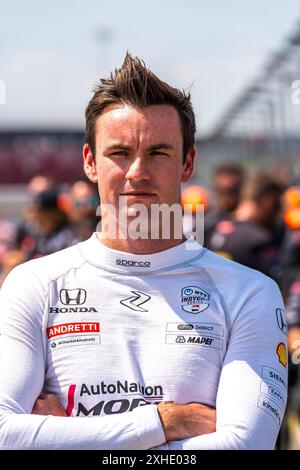 Newton, Ia, USA. Juli 2024. KYLE KIRKWOOD (27) aus Jupiter, Florida, bereitet sich auf die Qualifikation für den Hy-Vee Homefront 250 auf dem Iowa Speedway in Newton, IA vor. (Kreditbild: © Walter G. Arce Sr./ASP via ZUMA Press Wire) NUR REDAKTIONELLE VERWENDUNG! Nicht für kommerzielle ZWECKE! Stockfoto
