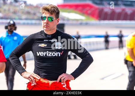 Newton, Ia, USA. Juli 2024. WILL POWER (12) aus Toowoomba, Australien, bereitet sich auf die Qualifikation für den Hy-Vee Homefront 250 auf dem Iowa Speedway in Newton, IA vor. (Kreditbild: © Walter G. Arce Sr./ASP via ZUMA Press Wire) NUR REDAKTIONELLE VERWENDUNG! Nicht für kommerzielle ZWECKE! Stockfoto