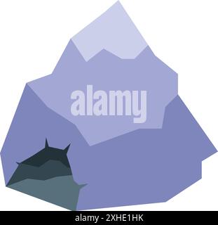 Abbildung eines großen Eisbergs, der mit einem Eingang zu einer Eishöhle schwimmt Stock Vektor