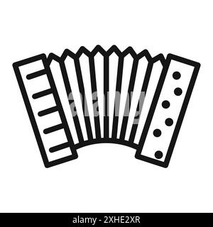 Akkordeon-Symbol Vektorsymbol oder Zeichensatz-Sammlung in Schwarz-weiß-Umrandung Stock Vektor