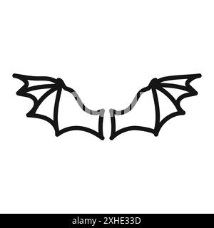 Bat Wing-Symbol Vektorsymbol oder Zeichensatz-Sammlung in Schwarzweiß-Umrandung Stock Vektor