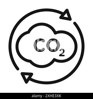 co2-Gas Kohlendioxid-Symbol Vektorsymbol oder Zeichensatz-Sammlung in Schwarzweiß-Umrandung Stock Vektor