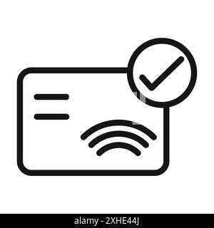 Symbol für kontaktlose Zahlung Vektorsymbol oder Zeichensatz in Schwarzweiß-Umrandung Stock Vektor