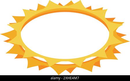 Goldene Sonne mit hellen Lichtstrahlen, isoliert über weißem Hintergrund Stock Vektor