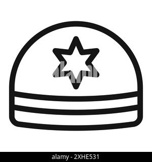 Kippah-Symbol Vektorsymbol oder Zeichensatz-Sammlung in Schwarzweiß-Umrandung Stock Vektor