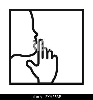 Symbol für Stille halten Vektorsymbol oder Zeichensatz in Schwarzweiß-Umrandung Stock Vektor
