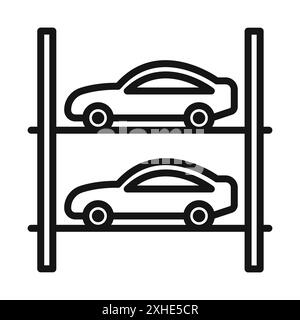 Mehrstöckiges Parksymbol Vektorsymbol oder Schildersatz Kollektion in schwarz-weiß-Umrisse Stock Vektor