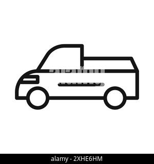 Pick-Up-Truck-Symbol Vektorsymbol oder Schildersatz-Sammlung in schwarz-weißer Umrandung Stock Vektor