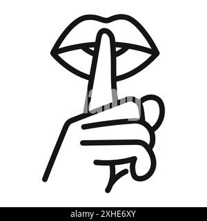 Bitte machen Sie eine ganz pssst Symbol Vektor-Symbol oder Zeichensatz-Sammlung in schwarz-weiß-Umrandung Stock Vektor