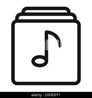 Symbol für Wiedergabeliste Vektorsymbol oder Zeichensatzsammlung in Schwarzweiß-Umrandung Stock Vektor