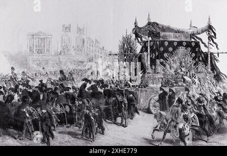 Die Trauerprozession des Duke of Wellington in London, 1852 Stockfoto