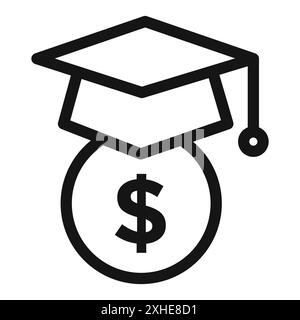 Student Support mit Geld Symbol Vektorsymbol oder Zeichensatz Sammlung in schwarz-weiß Umrisse Stock Vektor