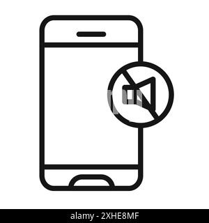Symbol für stille Telefone Vektorsymbole oder Zeichensätze in Schwarzweiß-Umrandung Stock Vektor