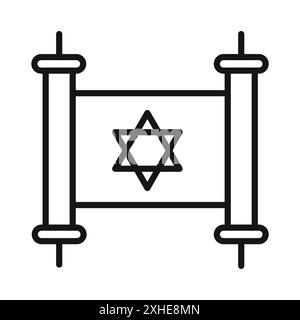 Torah Icon Vektor-Symbol oder Zeichensatz-Kollektion in schwarz-weiß-Umrissen Stock Vektor