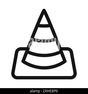 Traffic-Kegel-Symbol Vektorsymbol oder Zeichensatz-Sammlung in Schwarzweiß-Umrandung Stock Vektor