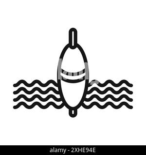 Angeln Schwimmen im Wasser Symbol Vektor Symbol oder Schild Set Sammlung in schwarz-weiß Umriss Stock Vektor