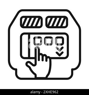 Fahrzeug mit Touchscreen-Display-Symbol Vektorsymbol oder Schildersatz-Kollektion in Schwarz-weiß-Umrissen Stock Vektor