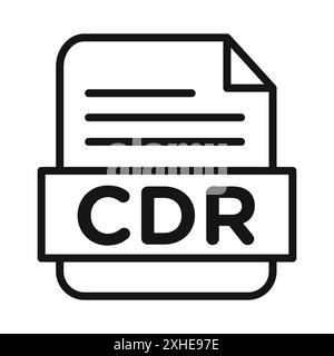 CDR-Datei Dokumentsymbol Vektorsymbol oder Zeichensatz Sammlung in Schwarzweiß-Umrandung Stock Vektor