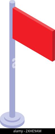 Die rote Flagge, die im Wind winkt, zeigt eine wichtige Information Stock Vektor