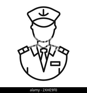 Männlicher Chief Officer Icon Vector Symbol oder Schild Set Kollektion in schwarz-weiß Umrisse Stock Vektor