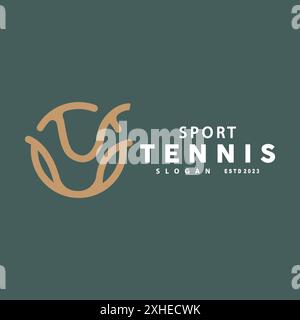 Tennis Logo Design, Turnier Sport, Ball Und Schläger Vektor Einfache Silhouette Illustration Stock Vektor