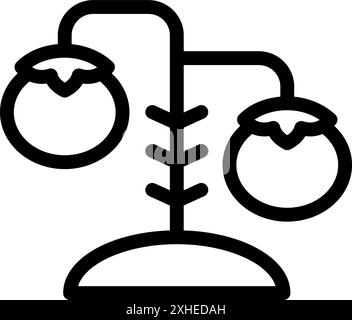 Einfaches Liniensymbol einer Balanceskala mit zwei Seiten, die Gerechtigkeit, Recht und Fairness repräsentieren Stock Vektor