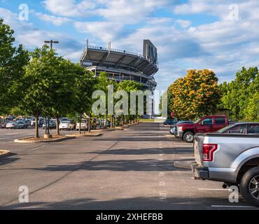 Ein Teilblick auf einen der Parkplätze außerhalb des Beaver Stadions auf dem Penn State University Campus im State College, Pennsylvania< USA Stockfoto