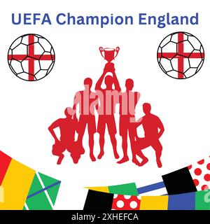 Fans Der Euro 2024 England. UEFA-Champion England. Stock Vektor