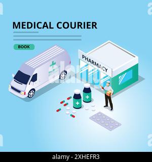 Medizinischer Kurierwagen Illustration Design Stock Vektor