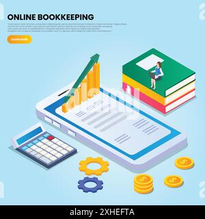 Online-Buchhalter arbeitet Stock Vektor
