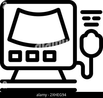 Ultraschallgerät, das schwangere Frauen auf dem Bildschirm im Krankenhaus untersucht Stock Vektor